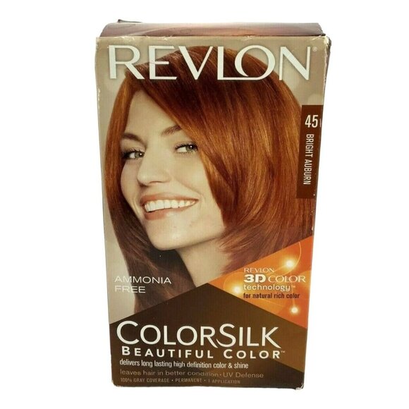Revlon ColorSilk 3D Bright Auburn #45 Ammonia-Free Permanent Hair Color - Picture 1 of 6